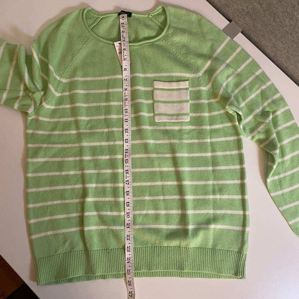TALBOTS Womens Sweater XL Green Striped  Roll Neck Pocket Patty Lightweight NEW - Picture 9 of 12